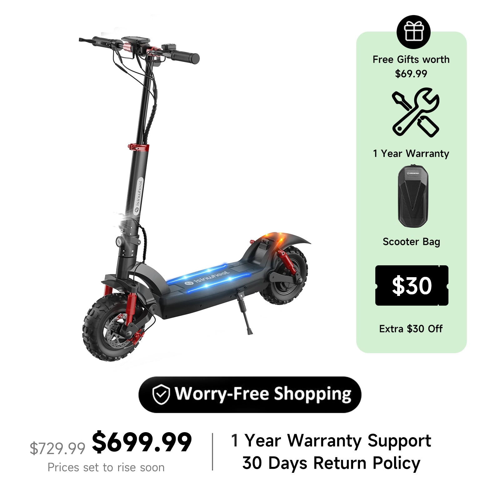 isinwheel | GT2 Pneumatic Tire Off Road Electric Scooter