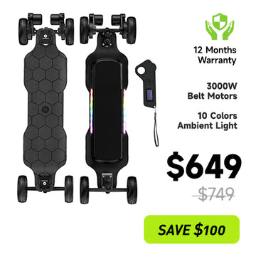 isinwheel V10 Off Road Electric Skateboard with Ambient Light & Remote Control